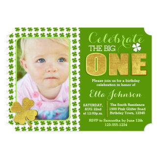 St. Patrick's Day First Birthday Party Photo Card