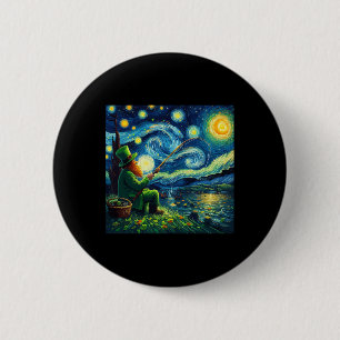 St Patricks Day Fishing Irish Leprechaun Starry Ni Button