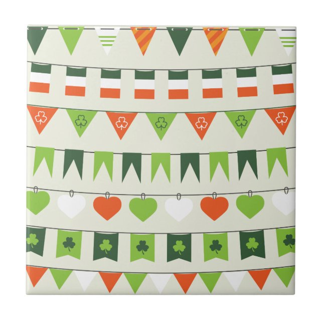 st patricks day flag ceramic tile (Front)