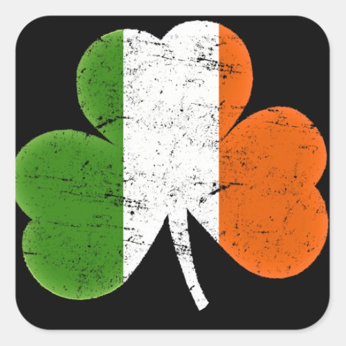 St Patricks Day Flag Shamrock Square Sticker