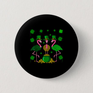 St. Patricks Day Flamingo Irish Ireland Shamrock C Button