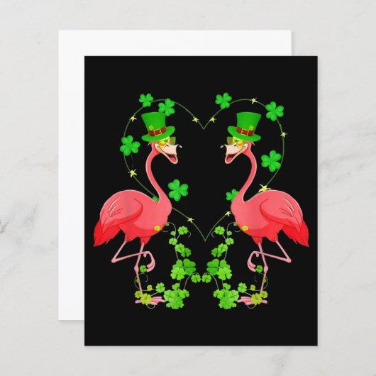 St Patrick's Day Flamingo Shamrock Heart (Front/Back)