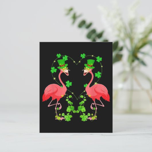 St Patrick's Day Flamingo Shamrock Heart (Standing Front)