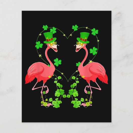 St Patrick's Day Flamingo Shamrock Heart (Front)