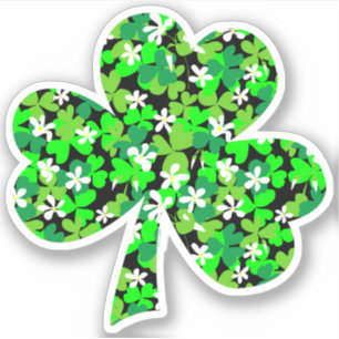 St Patrick's Day Floral Shamrock Sticker