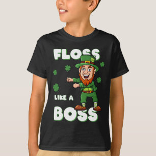 St Patricks Day Floss Like A Boss Leprechaun Boys  T-Shirt