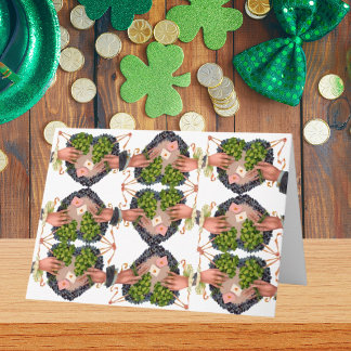 St. Patrick's Day Flower Heart and Clover Bouquets Card