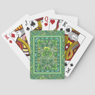 ST. PATRICK'S DAY FOLK ART SHAMROCKS N' LADYBUGS POKER CARDS