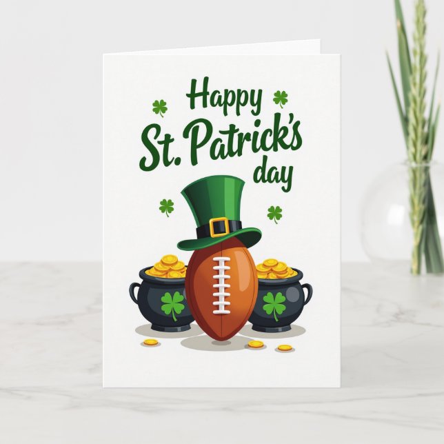 St Patricks Day Football Retro Card (Front)