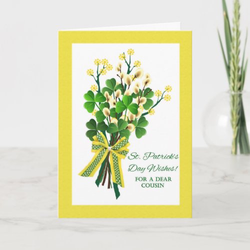 St Patricks Day for Cousin with Shamrocks Card