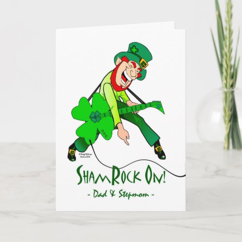 St Patricks Day for Dad and Stepmom Leprechaun Card
