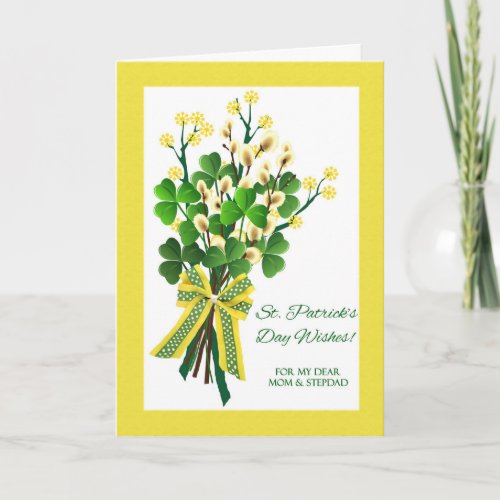 St Patricks Day for Mom and Stepdad with Clovers Card