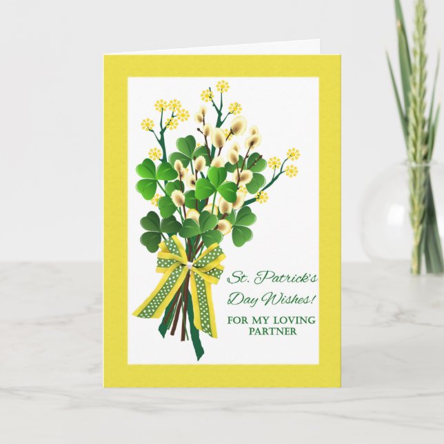 St. Patrick's Day for Partner with Shamrocks Card (Front)