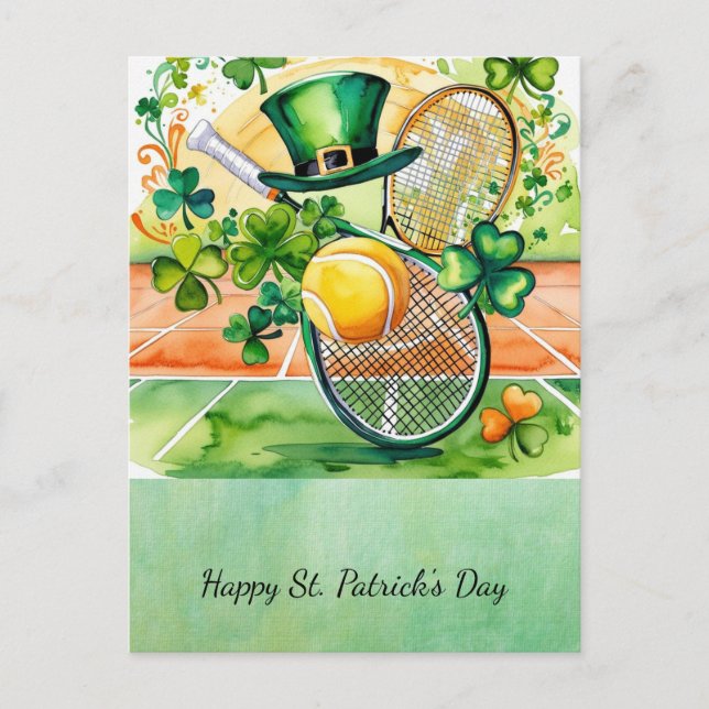 St. Patrick's Day  for Tennis Player Holiday Postcard (Front)