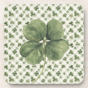 St Patrick's Day Four Leaf Clover Beverage Coaster