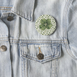  St Patrick's Day Four Leaf Clover  Button