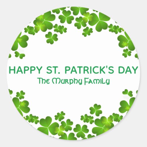St Patricks Day four leaf clover Classic Round Sticker
