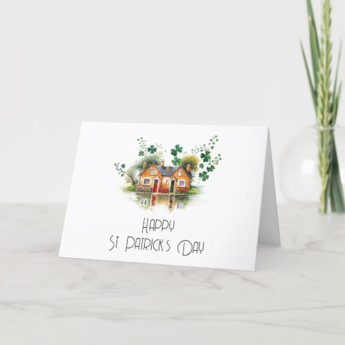 St Patricks Day Four Leaf Clover House Realty Holiday Card