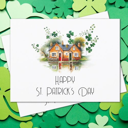 St Patricks Day Four Leaf Clover House Realty Postcard