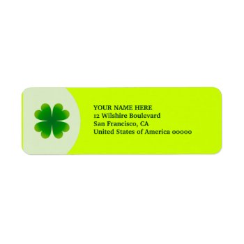 St. Patrick's Day Four Leaf Clover Label Address by thepapershoppe at Zazzle