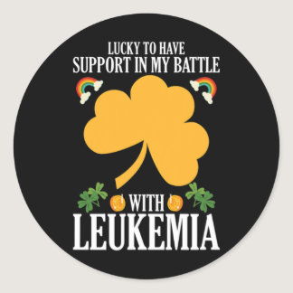 St Patricks Day Four Leaf Clover Leukemia Awarenes Classic Round Sticker
