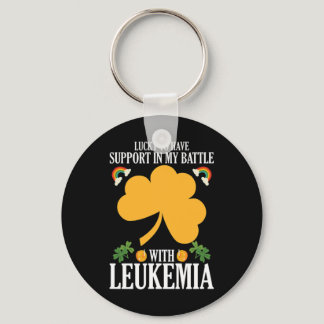St Patricks Day Four Leaf Clover Leukemia Awarenes Keychain