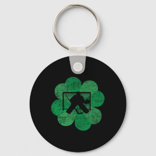St Patricks Day Four Leaf Clover - Lucky Hockey Go Keychain