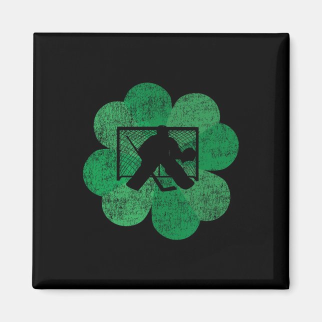 St Patricks Day Four Leaf Clover - Lucky Hockey Go Magnet (Front)