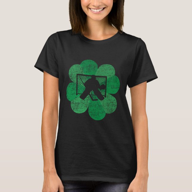 St Patricks Day Four Leaf Clover - Lucky Hockey Go T-Shirt (Front)