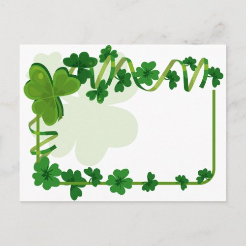 St Patricks Day Four Leaf Clover Lucky Shamrocks Postcard