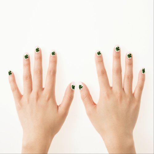 St Patricks Day Four Leaf Clover Minx Nail Art