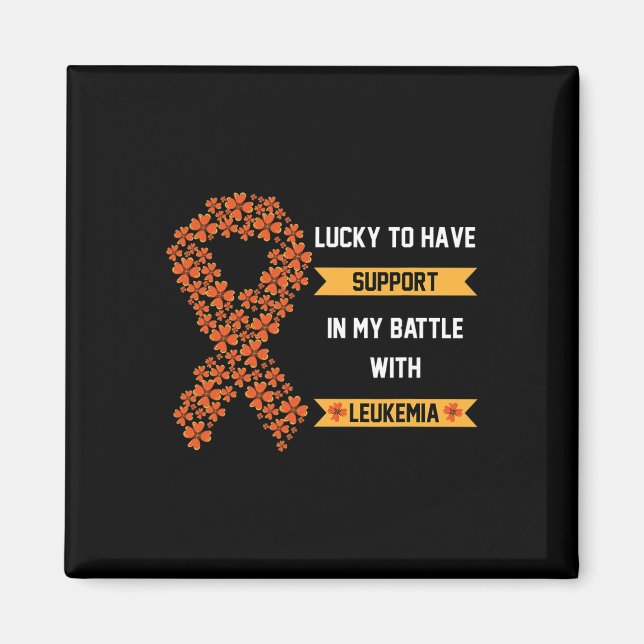St Patricks Day Four Leaf Clover Orange Leukemia A Magnet (Front)
