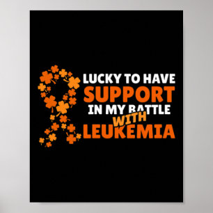 St Patricks Day Four Leaf Clover Orange Leukemia A Poster