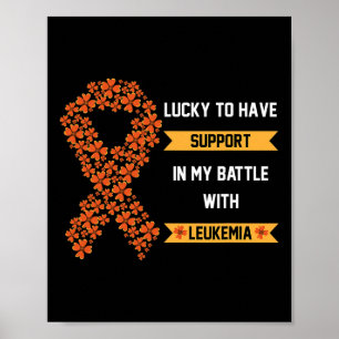 St Patricks Day Four Leaf Clover Orange Leukemia A Poster