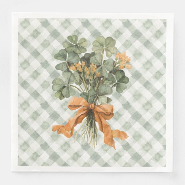  St Patrick's Day Four Leaf Clover  Paper Dinner Napkins (Front)