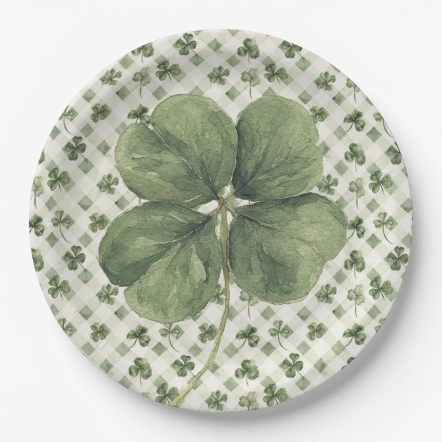  St Patrick's Day Four Leaf Clover  Paper Plates (Front)