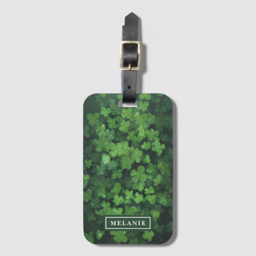 St Patricks Day Four_Leaf Clover Personalized Luggage Tag