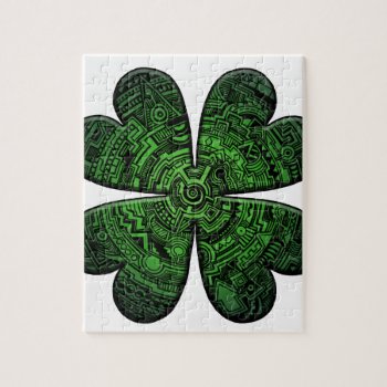 St. Patrick's Day Four Leaf Clover/shamrock Celtic Jigsaw Puzzle by DoodleGod at Zazzle