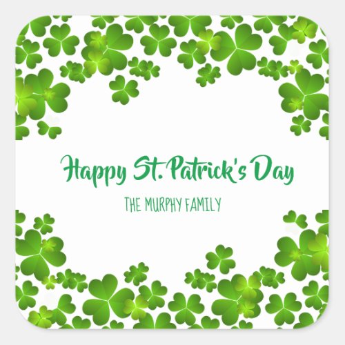 St Patricks Day four leaf clover Square Sticker