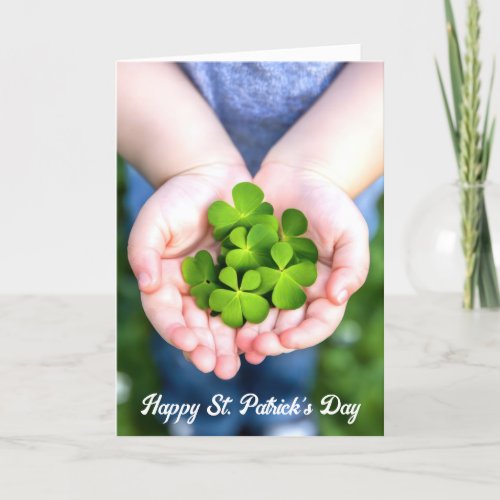 St Patricks Day Four_Leaf Clovers Holiday Card