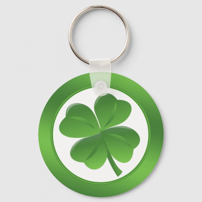 St.Patrick's Day, four leaves shamrock Keychain (Front)