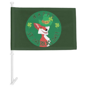 St. Patrick's Day Fox Car Flag