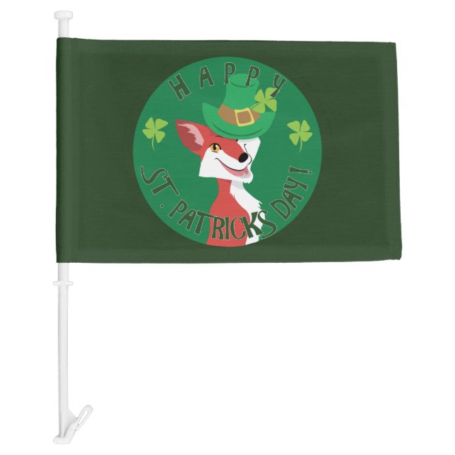 St. Patrick's Day Fox Car Flag (Front)