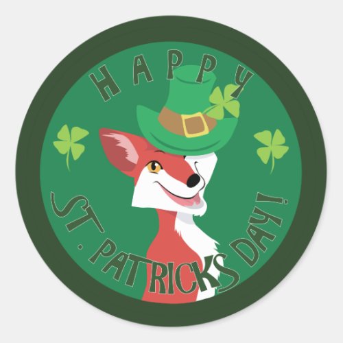 St Patricks Day Fox Classic Round Sticker