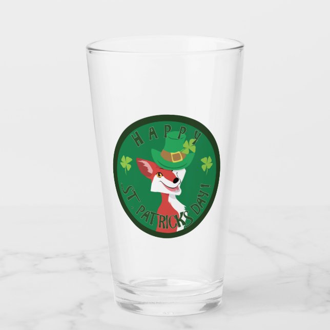 St. Patrick's Day Fox Glass (Front)