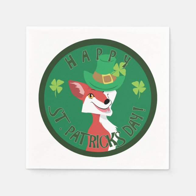 St. Patrick's Day Fox Napkins (Front)