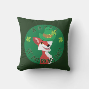 St. Patrick's Day Fox Throw Pillow
