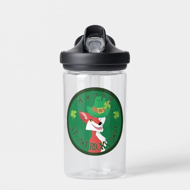 St. Patrick's Day Fox  Water Bottle (Front)