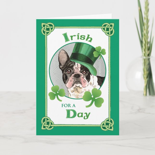 St. Patrick's Day French Bulldog Card (Front)