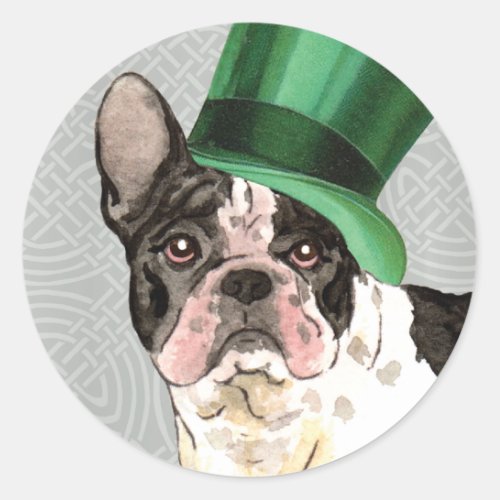 St Patricks Day French Bulldog Classic Round Sticker